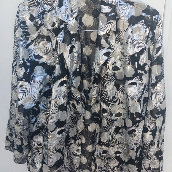 Kasper Black & White Abstract Print Tunic Top xlbeach appeal Innner Pull Top - Picture 2 of 8